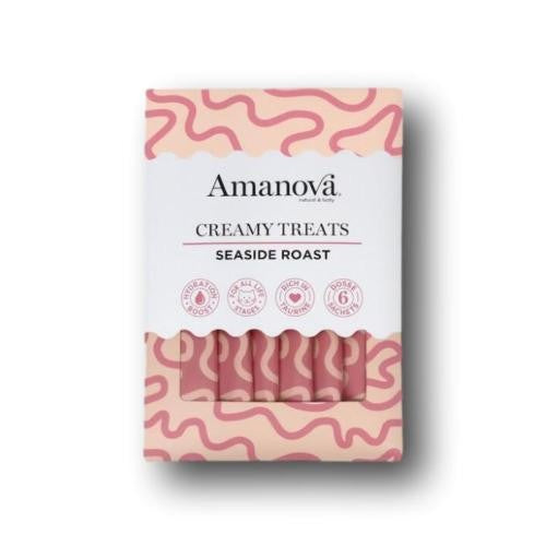 Amanova Creamy Treats Seaside Roast, ideal zum Schlecken, als Topping oder kleine Belohnung und zur Unterstützung der Flüssigkeitsaufnahme.