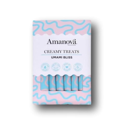 Amanova Creamy Treats Umami Bliss, ideal zum Schlecken, als Topping oder kleine Belohnung und zur Unterstützung der Flüssigkeitsaufnahme.