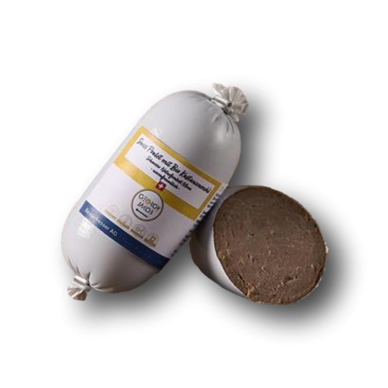 Besserfresser Swiss Poulet mit Bio Kastanien ist ein phosphorarmes Katzenmenü mit Schweizer Poulet und feiner Bio Kastanie für sensible Katzen.
