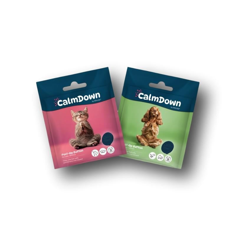 Der CalmDown Button gibt beruhigende Pheromone ab und unterstützt Hunde und Katzen in stressigen Situationen zuverlässig für mindestens 10 Tage lang.