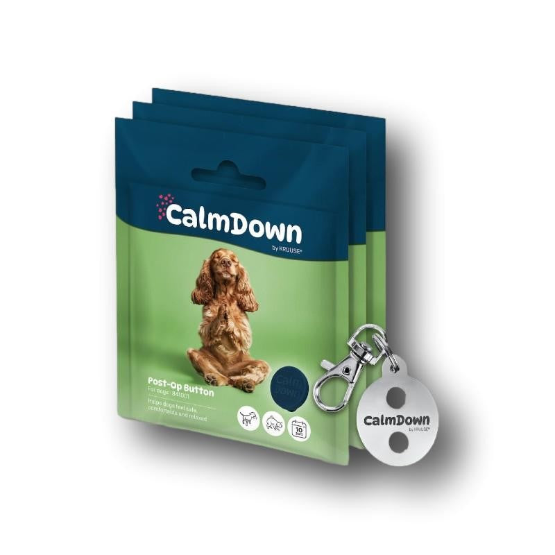 CalmDown Dog Anhänger Kit unterstützt Hunde mit beruhigenden Pheromonen in stressigen Situationen, auf Reisen und während der Erholung gut.