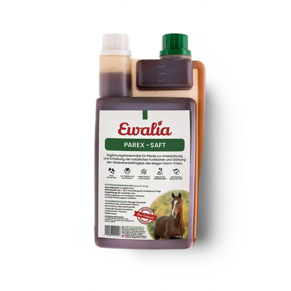 EWALIA Parex-Saft mit Eibisch, Sonnenhut und Kräutern begleitet Verdauung, Widerstandskraft und Magen-Darmfunktion in belastenden Phasen natürlich.