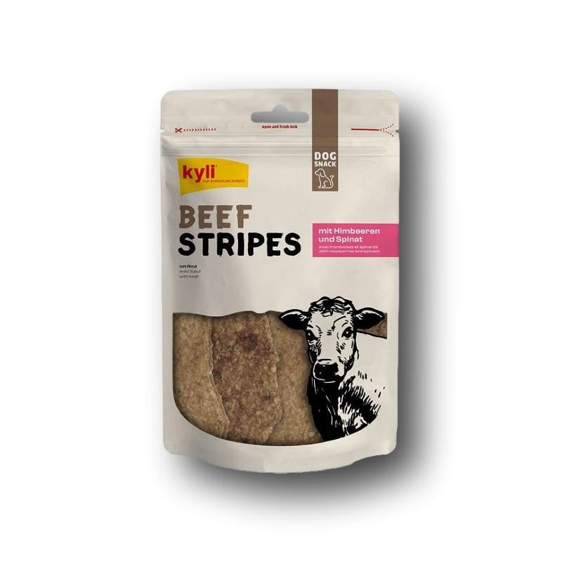 Kyli Beef Stripes Hundesnack aus Rind, hochwertig und naturbelassen, schonend getrocknet und besonders schmackhaft, ideal zur Belohnung und für abwechslungsreiche Fütterung