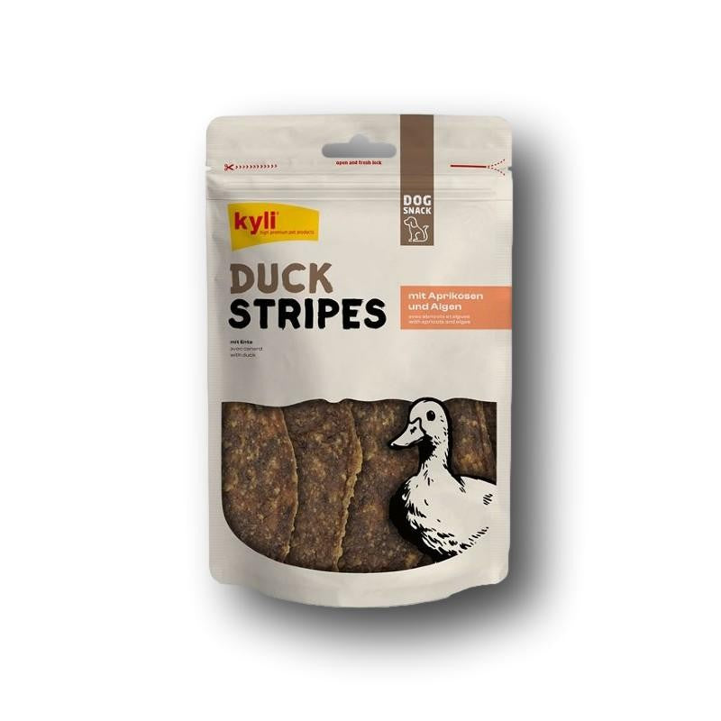 Kyli Duck Stripes Hundesnack aus Ente, hochwertig und naturbelassen, schonend getrocknet und besonders schmackhaft, ideal zur Belohnung und für abwechslungsreiche Fütterung