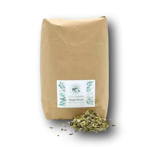 NaturAnima Magen-Wohl Kräutermischung unterstützt Magenfunktion und Magenschleimhaut mit Eibisch, Islandmoos, Kamille und Fenchel natürlich.