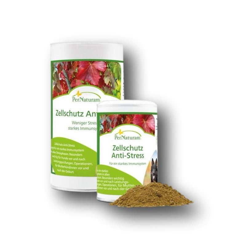 PerNaturam Zellschutz Anti-Stress ergänzt den Alltag von Hund und Katze mit ausgewählten Pflanzenstoffen, Mineralien und Nährstoffen.

PerNaturam Zellschutz Anti-Stress für Hunde und Katzen, sorgfältig zusammengestellte Ergänzung zur täglichen Fütterung mit Pflanzenstoffen, Mineralien und wertvollen Nährstoffen für bewusste Tierhalter.