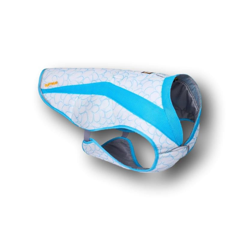 Die Ruffwear Swamp Cooler Kühlweste in Türkis unterstützt Hunde durch Verdunstungskühlung, reflektiert Wärme und bietet UPF 50+ Sonnenschutz.