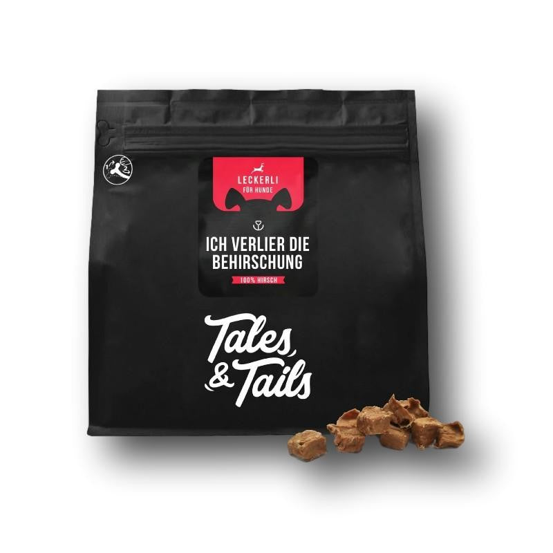 Tales & Tails Ich verlier die BeHIRSCHung Hundesnack mit Hirsch, hochwertig und naturbelassen, schonend verarbeitet, besonders schmackhaft und ideal als Belohnung oder für zwischendurch